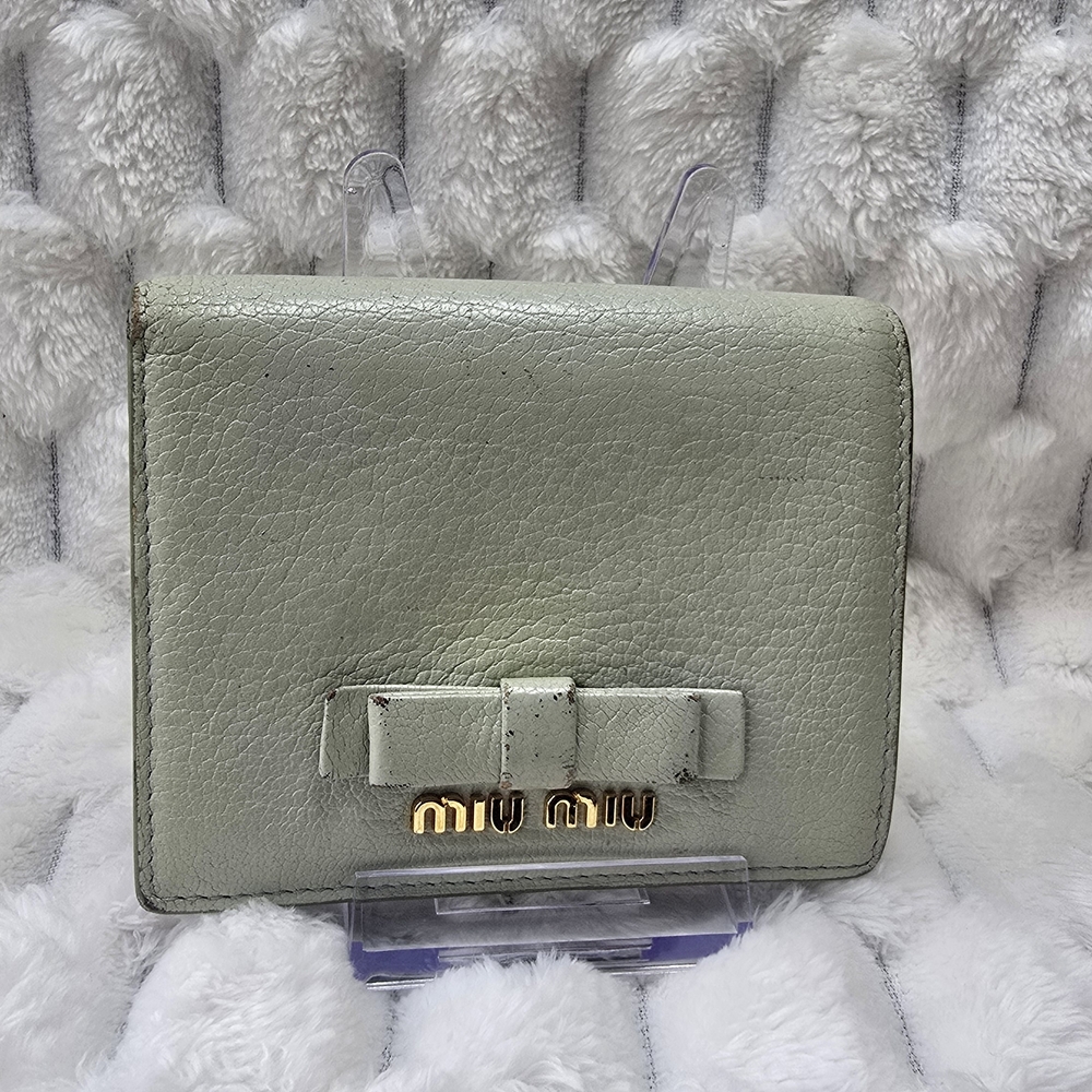 Miu Miu Green Leather Compact Wallet